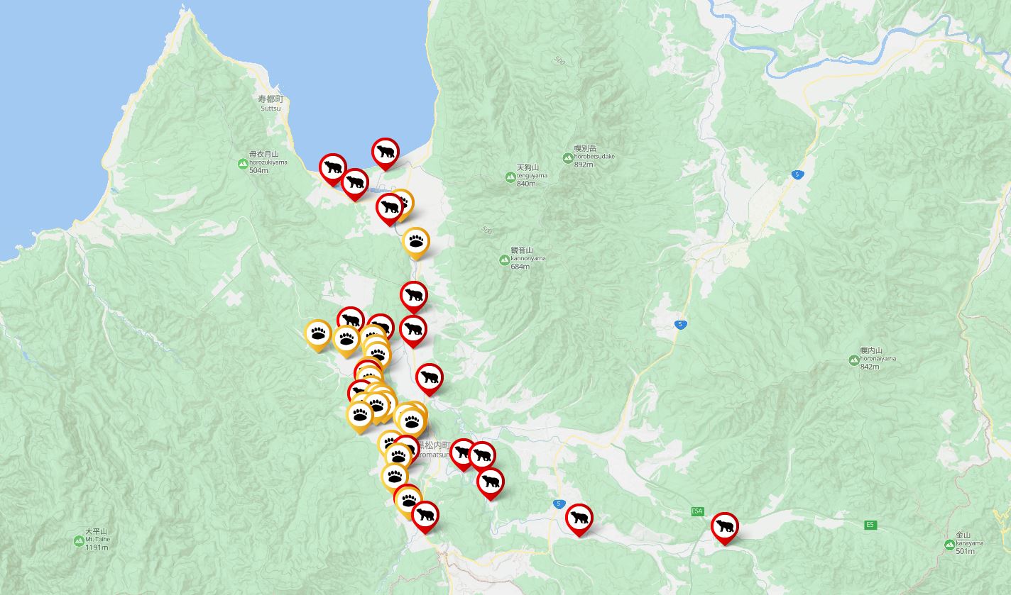 「ひぐまっぷ」で黒松内町のヒグマ出没最新情報をチェック